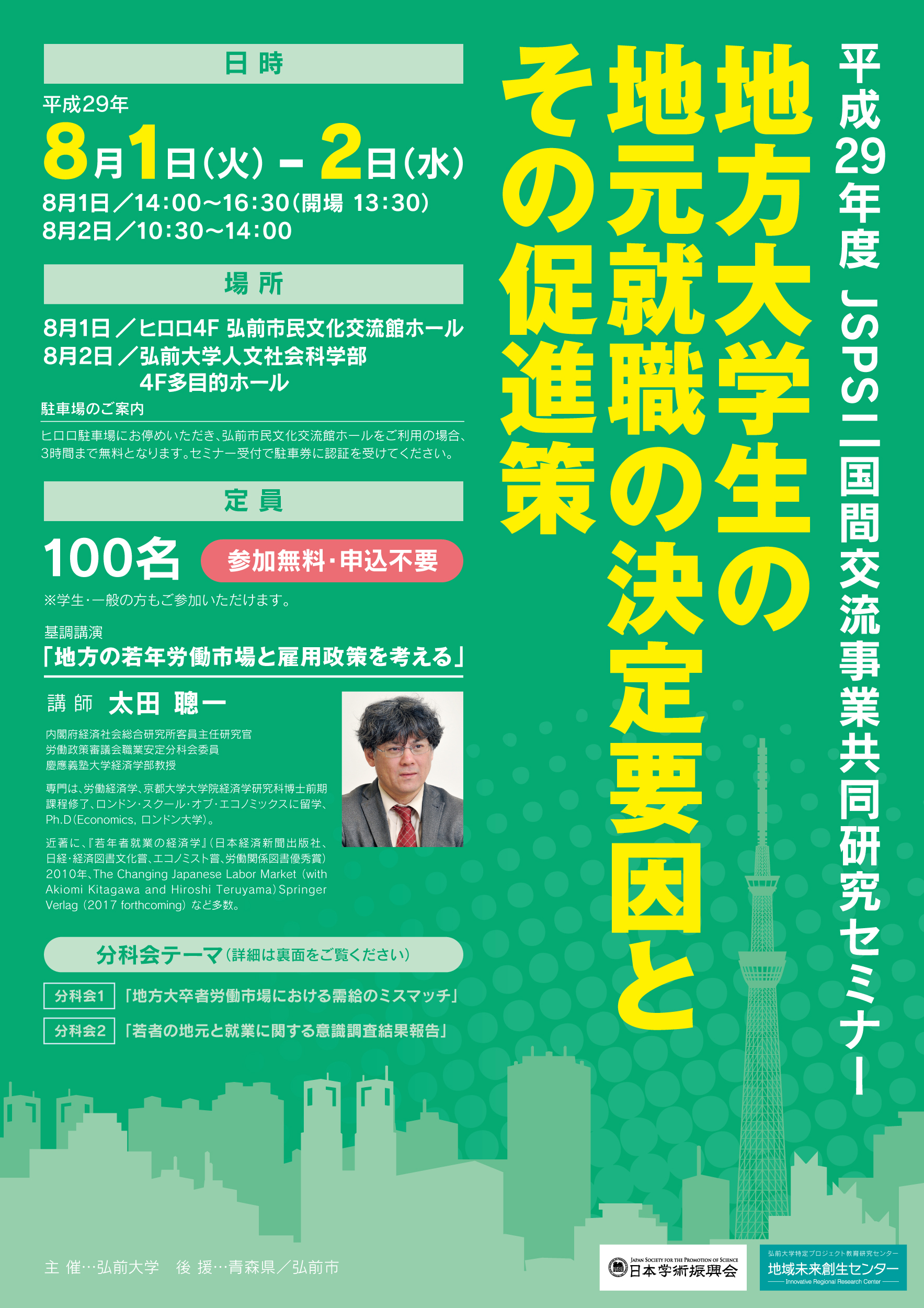 二国間交流事業共同研究 セミナー 地方大学生の地元就職の決定要因とその促進策 イベントカレンダー 弘前駅前公共施設 ヒロロスクエア