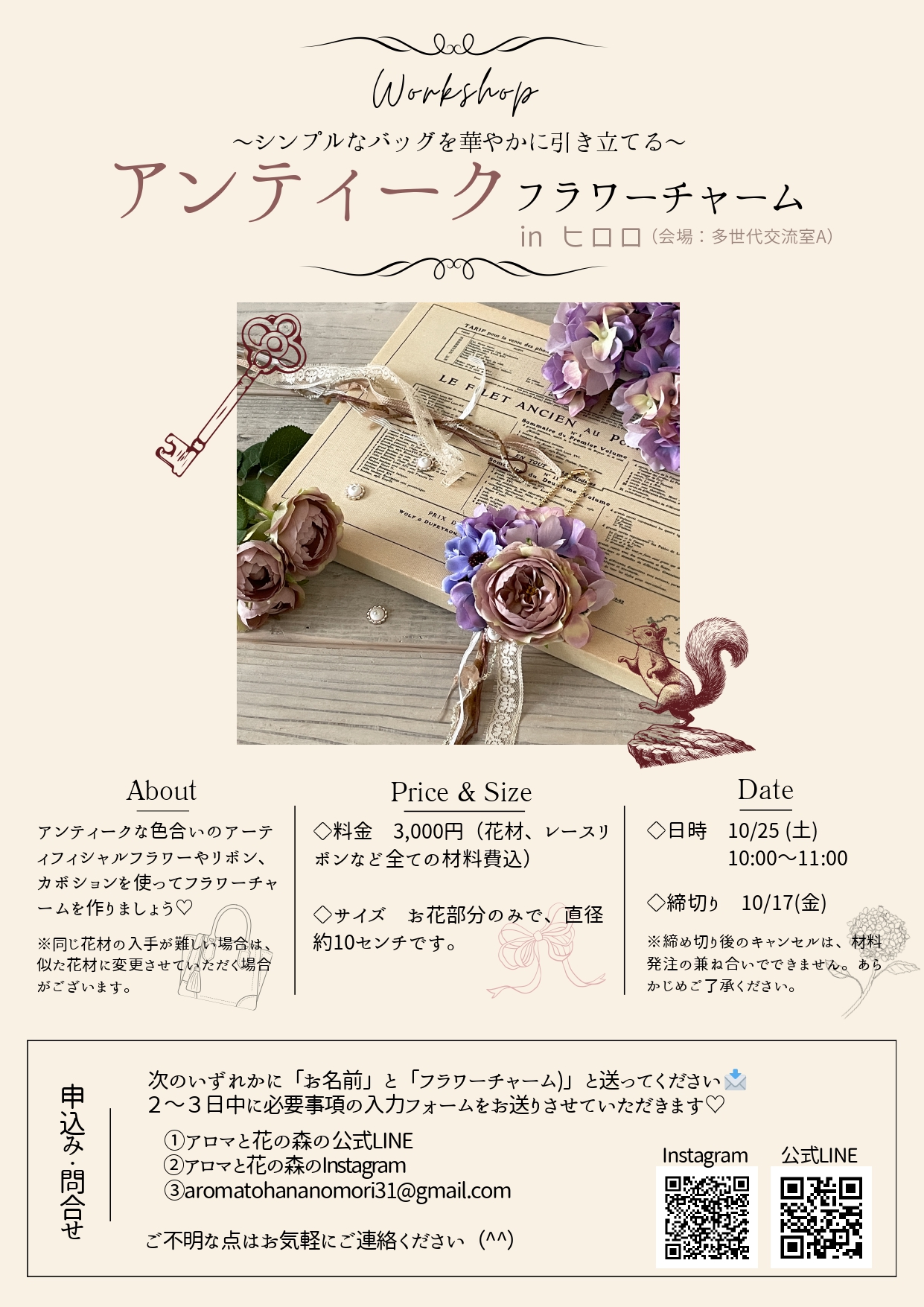 アンティークフラワーチャーム
