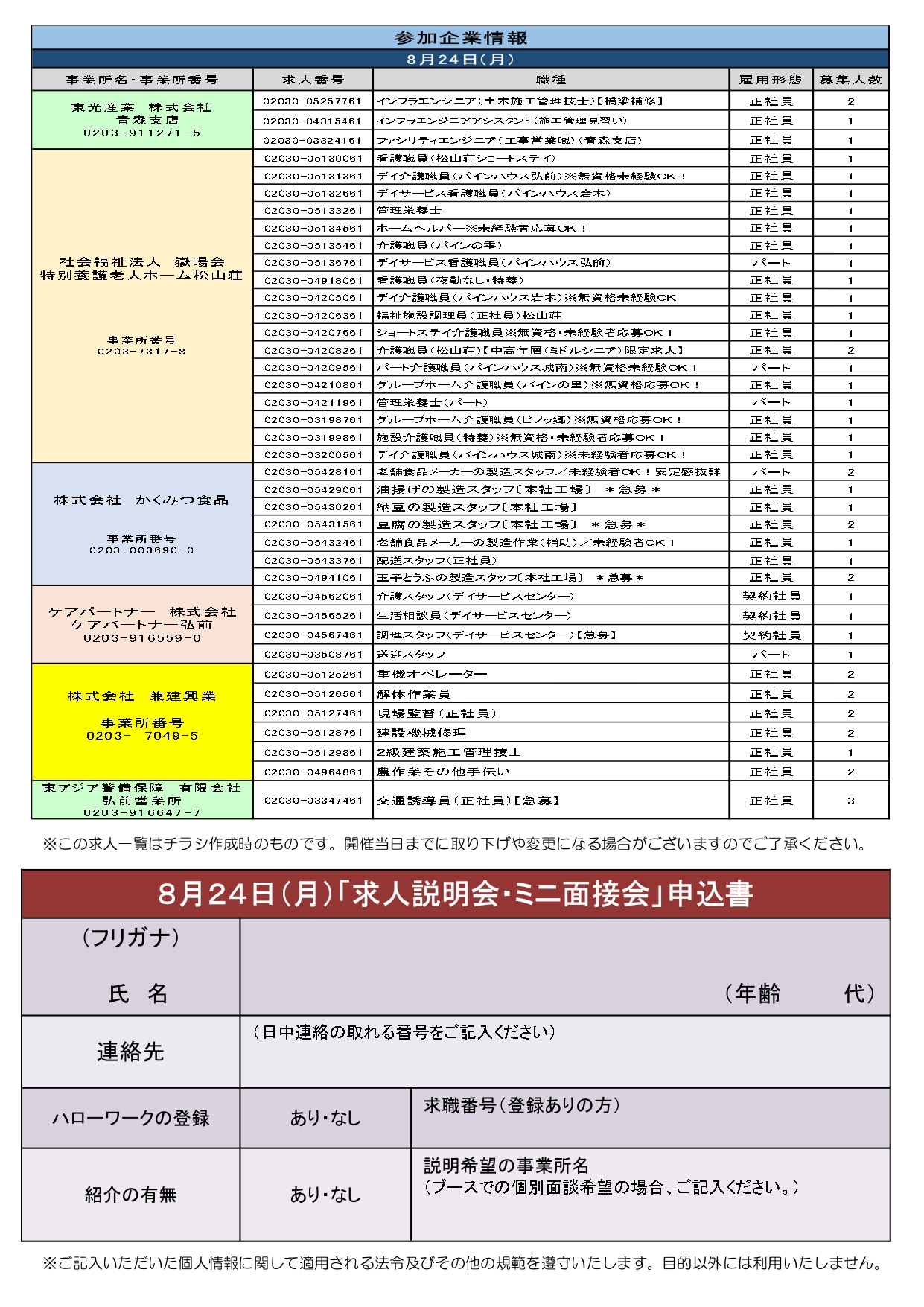 8.24 求人説明会・ミニ面接会②
