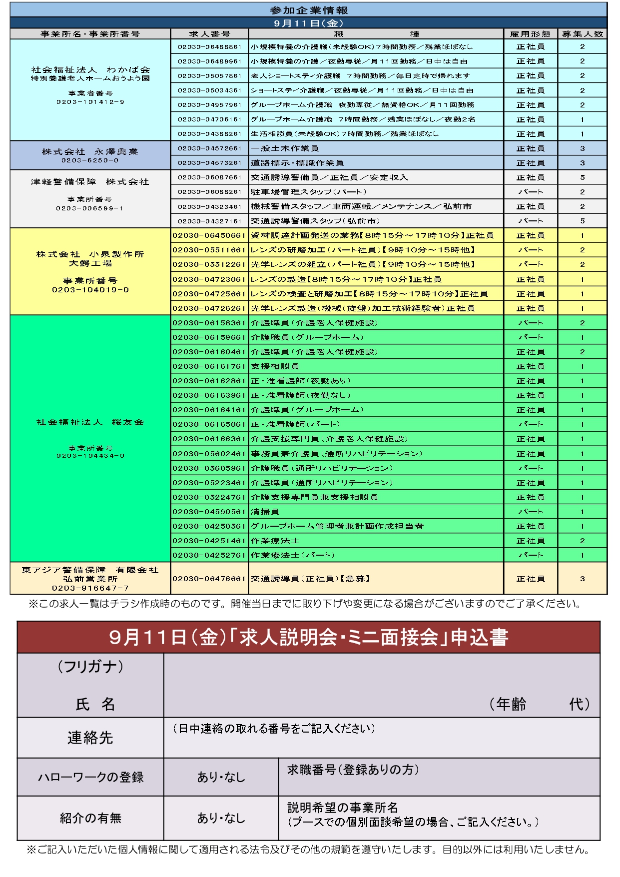 9.11 求人説明会・ミニ面接会②