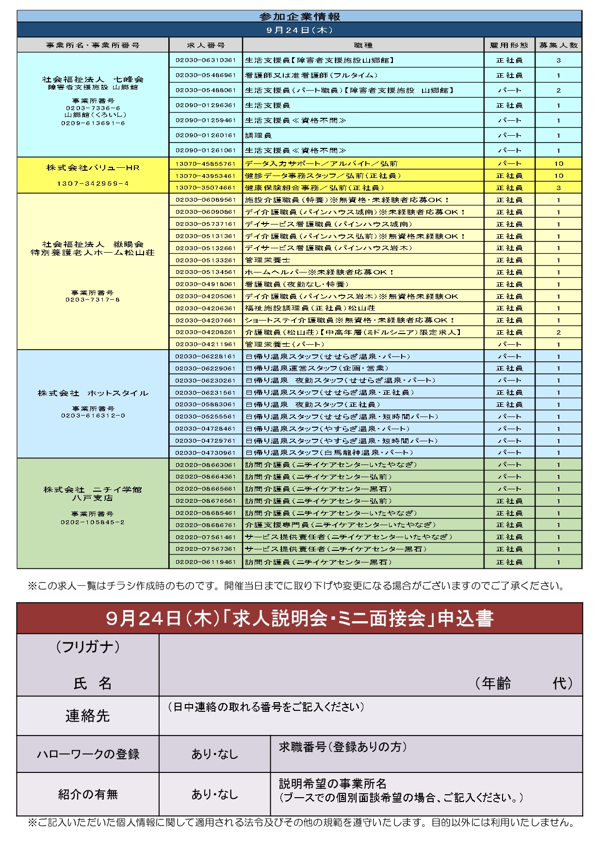 9.24 求人説明会・ミニ面接会②