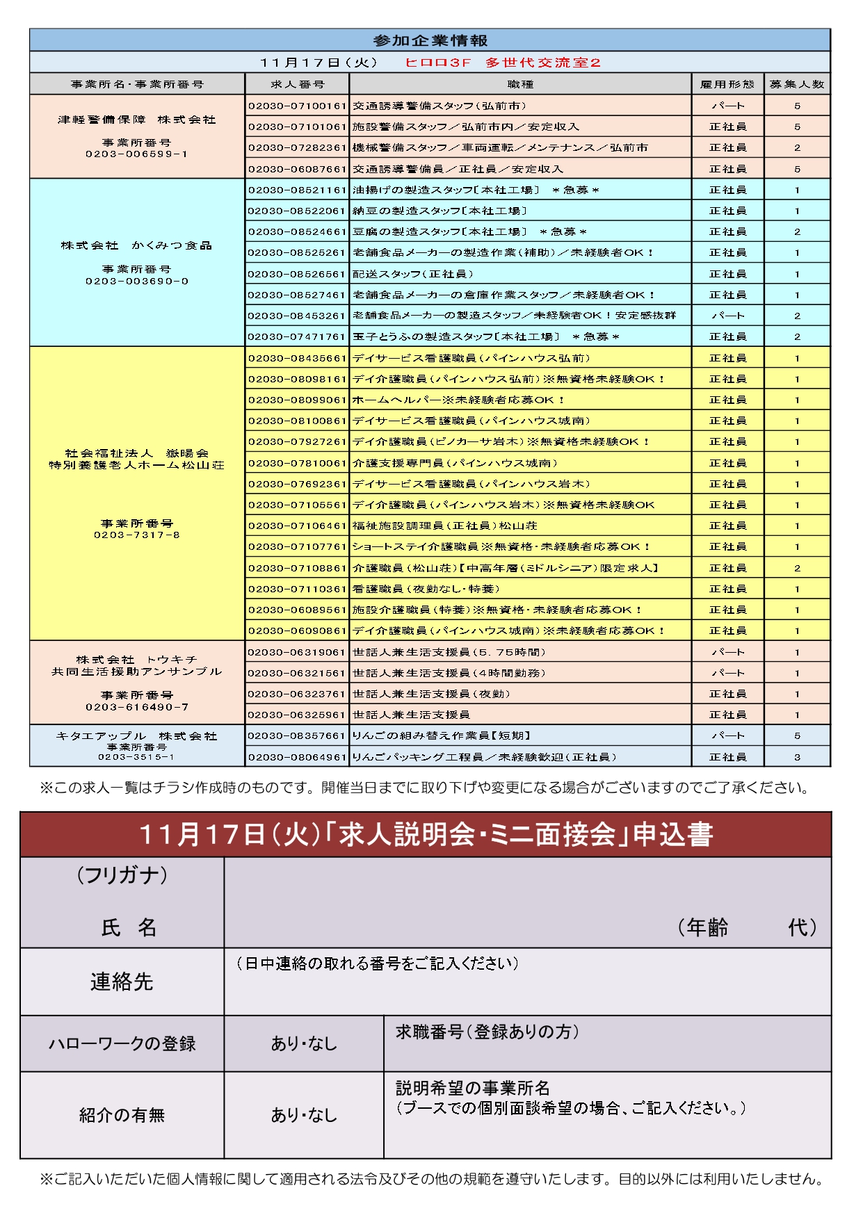11.17 求人説明会・ミニ面接会②