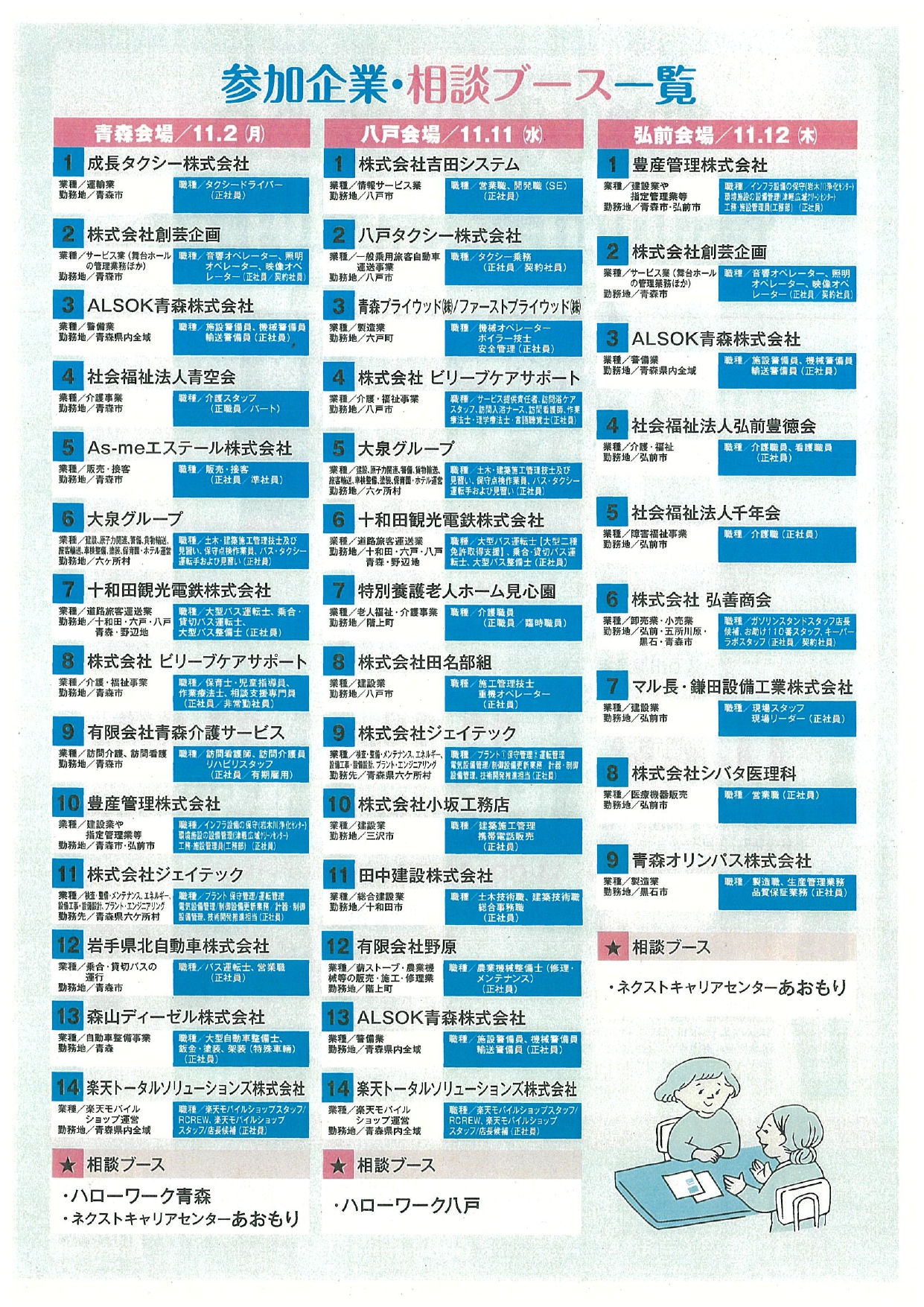 青森県ミドル世代のための合同企業説明会　裏